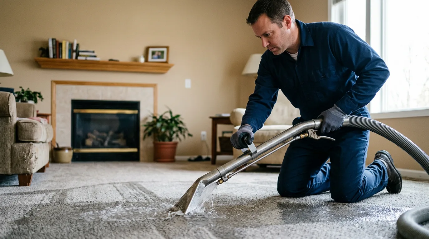 Water damage restoration technician working near Tarpley, TX
